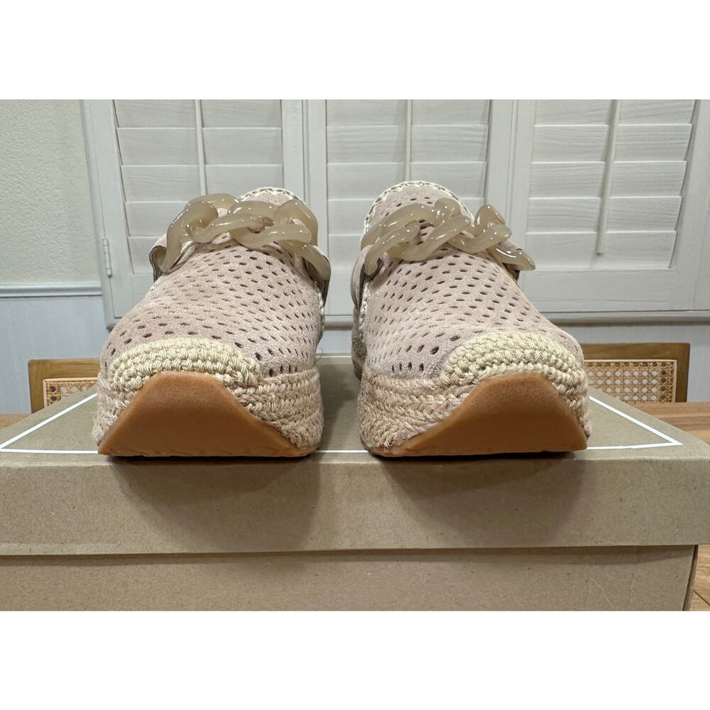 Dolce Vita Jhenee Espadrille Perforated Taupe Suede Sz 8 NIB Chunky Chain Detail - Picture 7 of 14